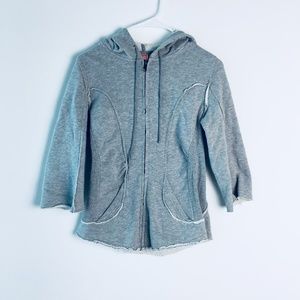 Free People 3/4 Sleeve Hoodie Raw Hem